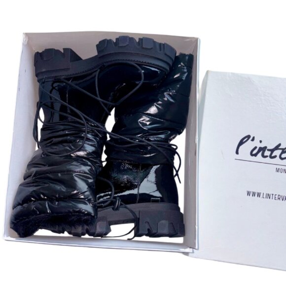 BNIB L'intervalle Avalanche Black Patent Boots Size 37 - Picture 3 of 4